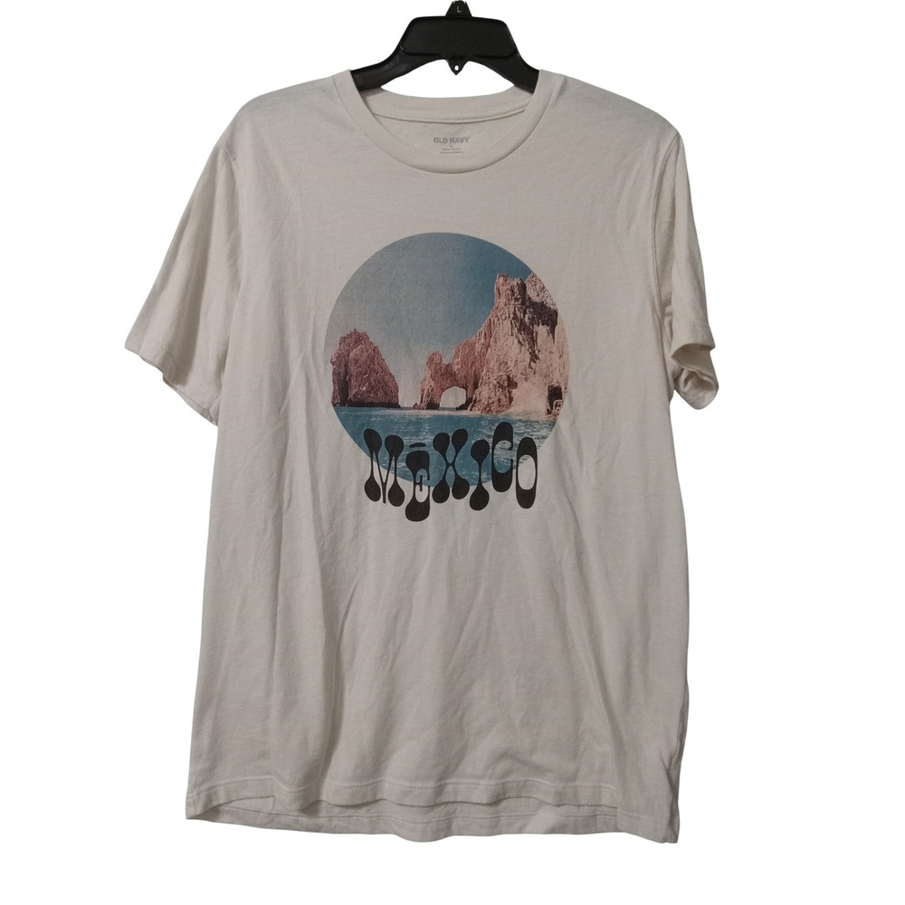 Mexico Graphic T-Shirt Cream Short Sleeve‎ Crewneck Size M Unisex Cruise Vacay